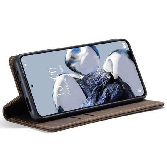Etui CASEME do Xiaomi 12T / 12T Pro, Leather Wallet Case, brązowe