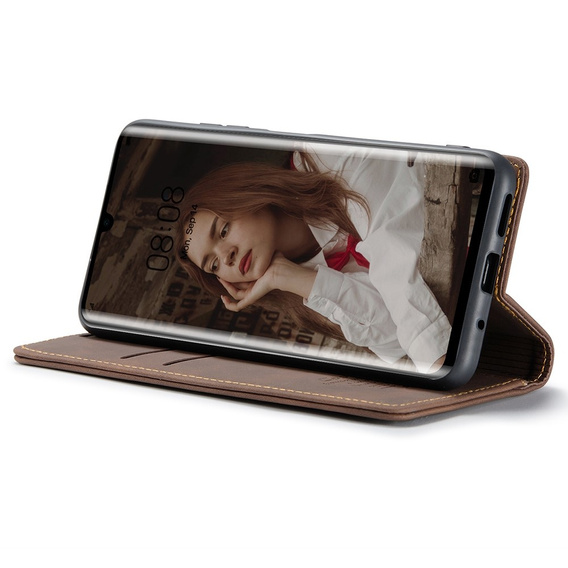 Etui CASEME do Huawei P30 Pro, Leather Wallet Case, ciemnobrązowe