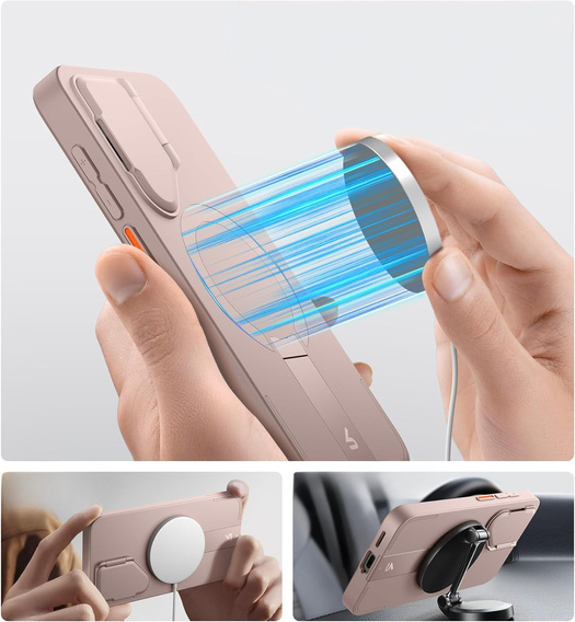 Etui do Samsung Galaxy S25, Suritch Shockproof z MagSafe – różowe