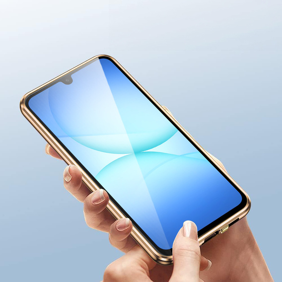 Etui do Samsung Galaxy A17 5G, Magnetic Dual Glass, przezroczyste ze złotymi bokami