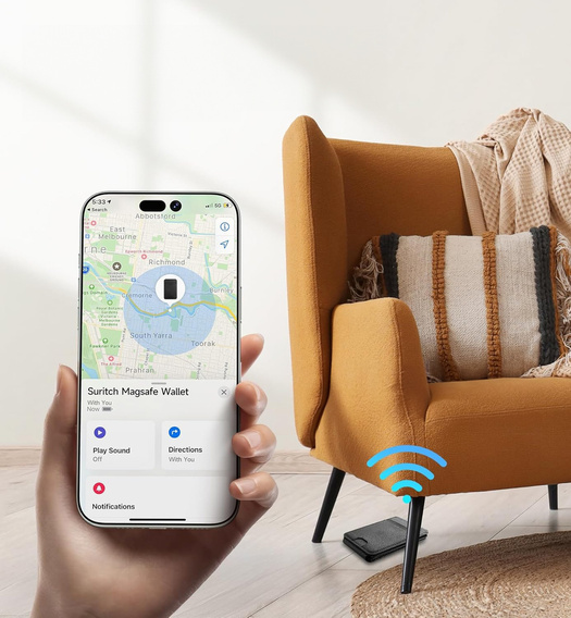 Magnetyczny portfel z funkcją lokalizacji, NFC i podstawką do iPhone 16 Pro