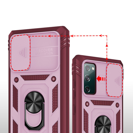 Etui pancerne do Samsung Galaxy S20 FE, CamShield Slide, różowe