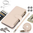Etui z klapką do Samsung Galaxy S24 Ultra, Wallet Zipper Pocket RFID, z paskiem na ramię, białe