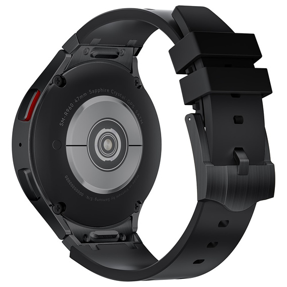 Pasek silikonowy do Samsung Galaxy Watch 4/5/6/7/FE 40/42/43/44/45/46/47mm, Czarny / czarna klamra