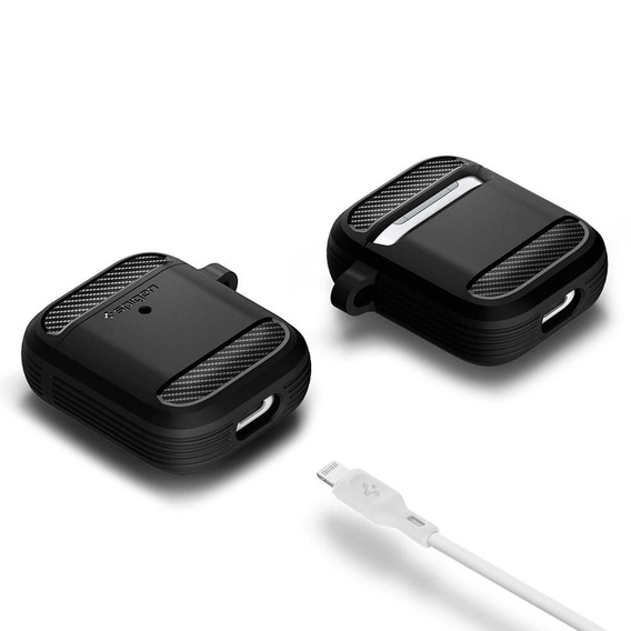 Etui na słuchawki Airpods 1/2, SPIGEN, Rugged Armor, Matte Black