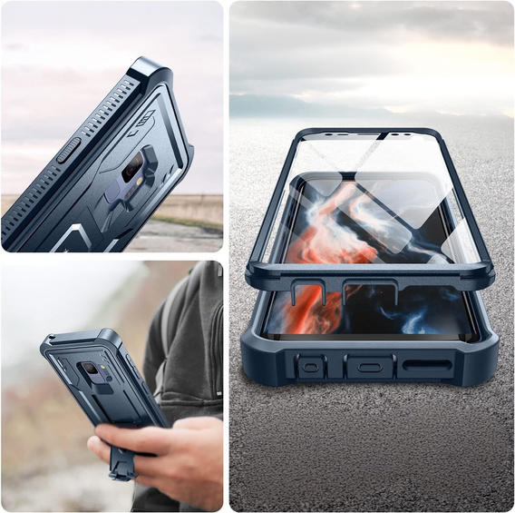 Etui pancerne do Samsung Galaxy S9, Dexnor Full Body, niebieskie