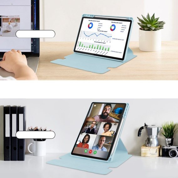 Etui z klawiaturą do Lenovo Tab M11, Rotary 360° Leather, jasnoniebieskie