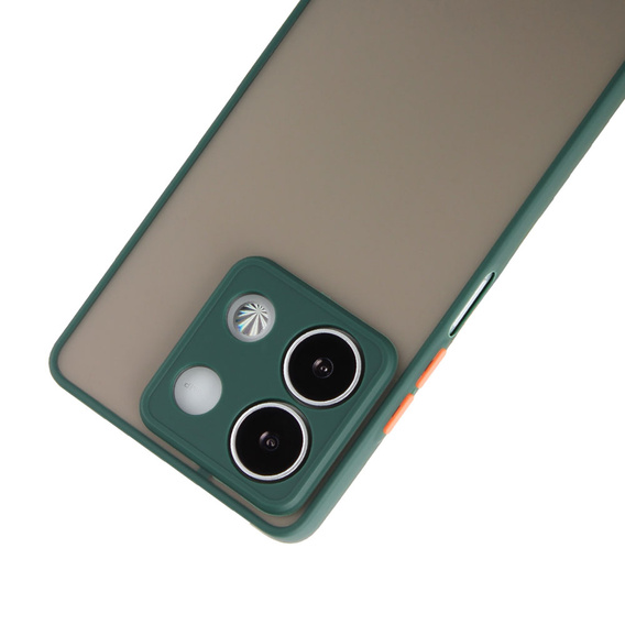 Etui silikonowe do Xiaomi Redmi Note 13 5G, z ochroną aparatu, przezroczyste / zielone + Szkło hartowane 9H