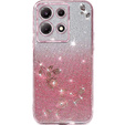 Etui do Infinix Note 30 5G, Glitter Flower, różowe rose gold