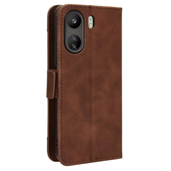Etui z klapką do Xiaomi Redmi 13C / Poco C65, Card Slot, brązowe