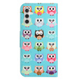Etui z klapką do Samsung Galaxy M15 5G, Wallet, Owls niebieskie
