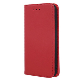 Etui do Samsung Galaxy A15 5G, skórzane book case, czerwone + szkło