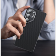 Etui BENKS Kevlar Armor PRO do Samsung Galaxy S25, Carbon Fiber 600D A043, do MagSafe, czarne