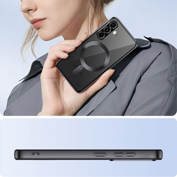 Etui do Samsung Galaxy A17 5G, Electro MagSafe, przezroczyste z czarnymi bokami