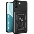 Etui pancerne do Oppo Reno 14F, z ochroną aparatu, z podstawką, czarne