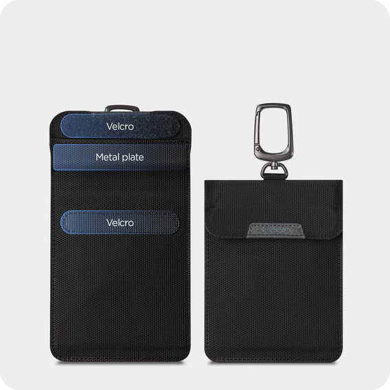 Spigen Etui pionowe Klatka Faradaya na kluczyk, kartę płatniczą, Black