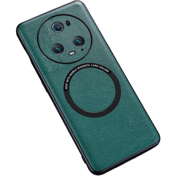 Etui do Honor Magic 5 Pro, Leather Hybrid MagSafe, zielone