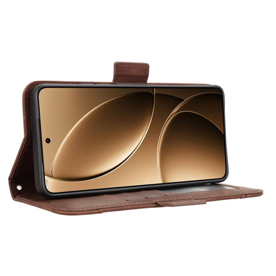 Etui z klapką do Xiaomi Poco F7 Ultra, Card Slot, brązowe