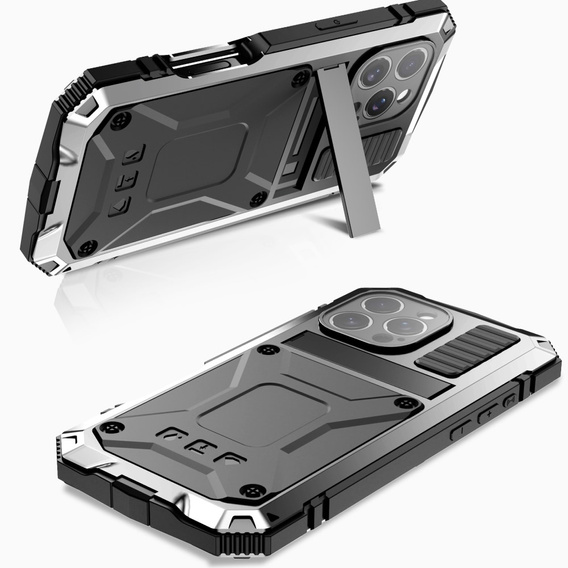 Etui pancerne do iPhone 16 Pro, R-JUST, srebrne