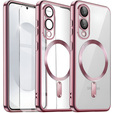 Etui do Samsung Galaxy S25 Edge, Electro MagSafe, różowe rose gold + Szkło na ekran