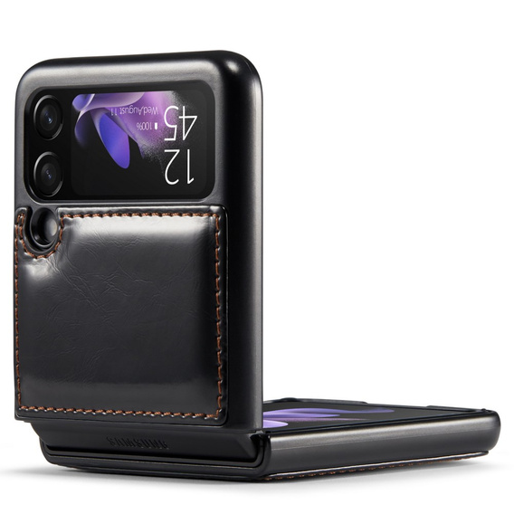 Etui z klapką CASEME do Samsung Galaxy Z Flip 3, Waxy Textured, czarne