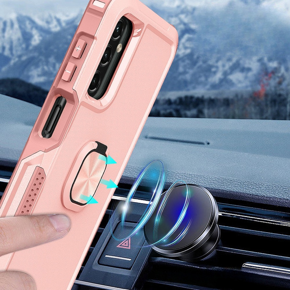 Etui do Samsung Galaxy A14 4G/5G, pancerne z ringiem, różowe rose gold