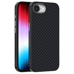 Etui ABEEL do iPhone 16e, Carbon Fiber, do MagSafe, czarne