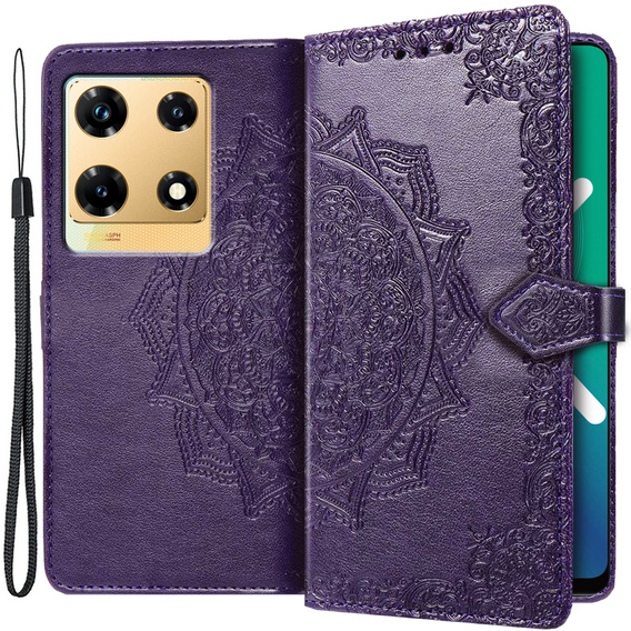 Etui z klapką do Infinix Note 30 Pro 4G, Mandala, fioletowe