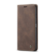 Etui CASEME do Xiaomi Redmi Note 10 Pro, Leather Wallet Case, kawowe
