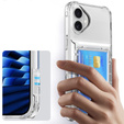 Etui do iPhone 16, Card Holder Kickstand, przezroczyste