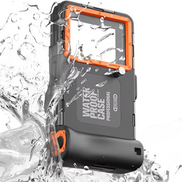 Etui wodoszczelne IPX8 na telefon 4,9 - 6,9" SHELLBOX, wodoodporny case, czarne / pomarańczowe