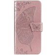 Etui z klapką do Realme Note 50, Butterfly, różowe rose gold