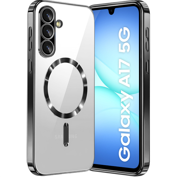 Etui do Samsung Galaxy A17 5G, Electro MagSafe, przezroczyste z czarnymi bokami