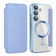 Etui z klapką do Samsung Galaxy S24 FE, RFID Wallet MagSafe z ochroną aparatu, niebieskie
