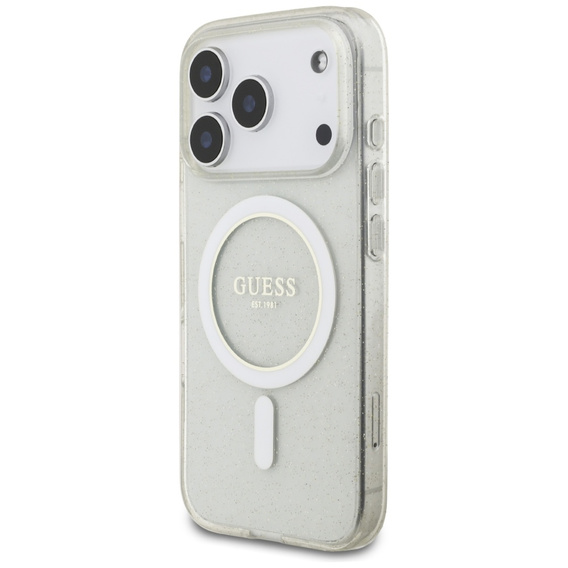 Etui Guess IML Glitter Pearl Strap MagSafe do iPhone 17 Pro Max