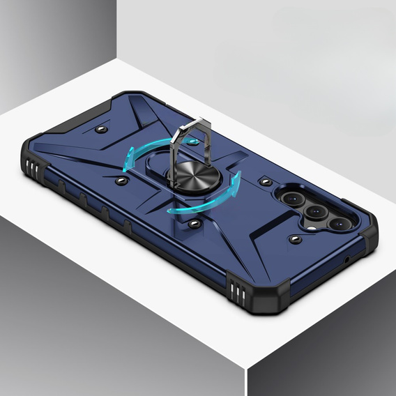 Etui pancerne do Samsung Galaxy A14 4G/5G, z ringiem, granatowe