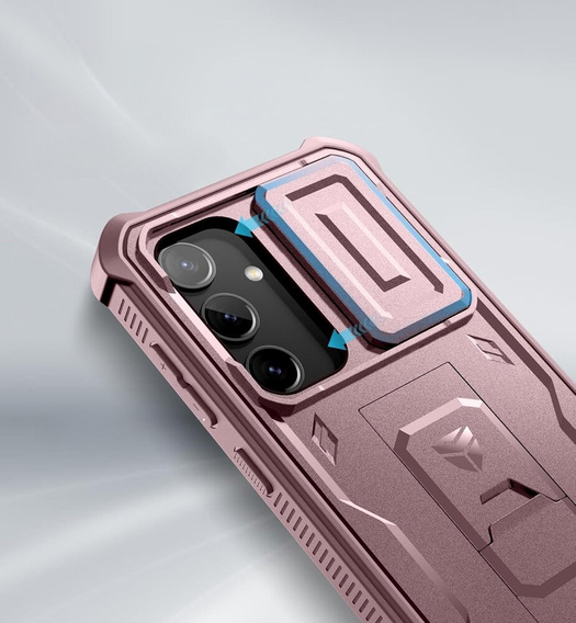 Etui pancerne do Samsung Galaxy S24, Dexnor Full Body (Two Frames), różowe