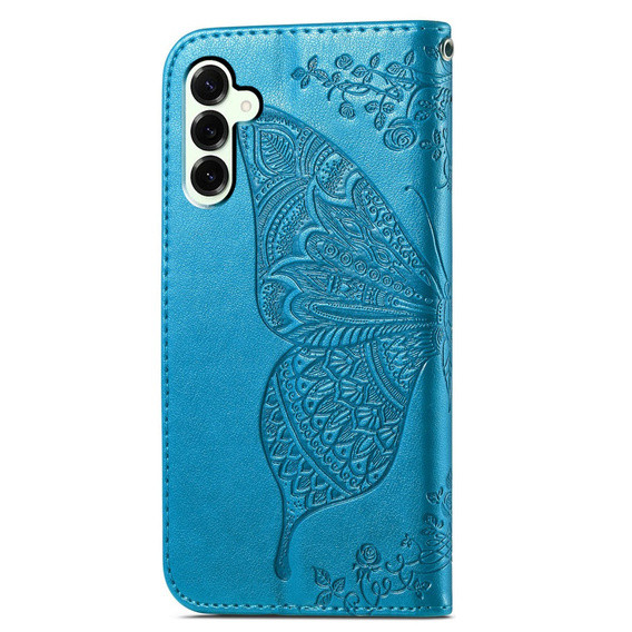 Etui z klapką do Samsung Galaxy S25 FE, Butterfly, niebieskie