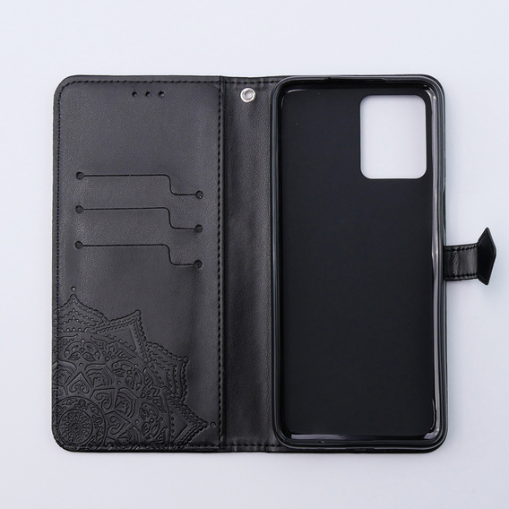 Etui z klapką do Motorola Moto G54 5G, Mandala, czarne