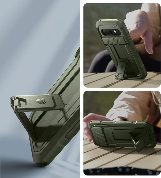 Etui Dexnor Kickstand do Google Pixel 9a – pancerne, z podstawką, zielone