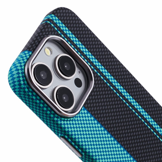 Etui do iPhone 13 Pro, Carbon Fiber MagSafe, czarne / niebieskie