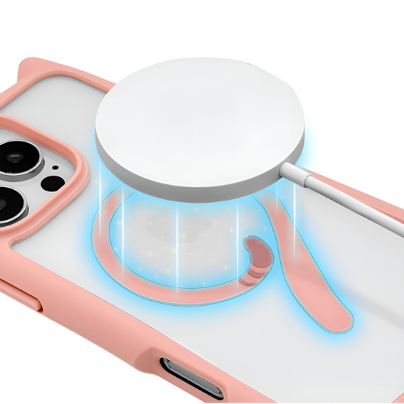 Etui do iPhone 16 Pro, do MagSafe, Cute Cat, różowe + Szkło na ekran