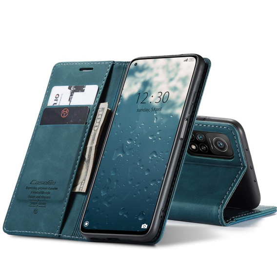 Etui CASEME do Xiaomi Mi 10T 5G / Mi 10T Pro 5G, Leather Wallet Case, zielone