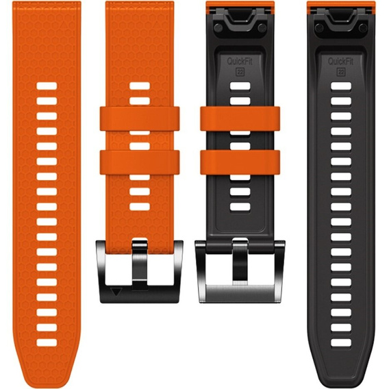 Pasek Silikonowy do Garmin Fenix 5/6/7 Forerunner 965/955/945/935 22mm, Pomarańczowy / Czarny