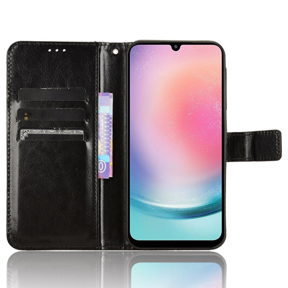 Etui z klapką do Samsung Galaxy M55 5G, Crazy Horse Wallet, czarne