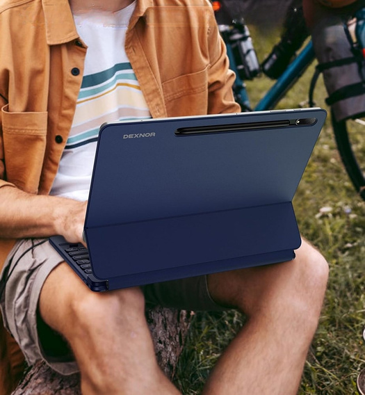 Etui z klawiaturą do Samsung Galaxy Tab S10+/ S9+/ S8+/ S7+/ S7 FE, Dexnor Magnetic Keyboard Touchpad, niebieskie