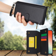 Etui z klapką do Samsung Galaxy S24, Wallet Zipper Pocket RFID, z paskiem na ramię, czarne