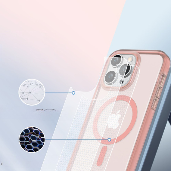 Etui do iPhone 16 Pro, Shockproof Hybrid, z folią na ekran, do MagSafe, różowe