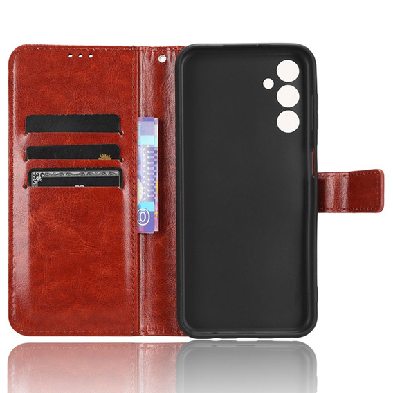 Etui z klapką do Samsung Galaxy M34, Crazy Horse Wallet, brązowe