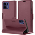 Etui do Oppo Reno 13, ERBORD Glossy Litchi, portfel z klapką, czerwone